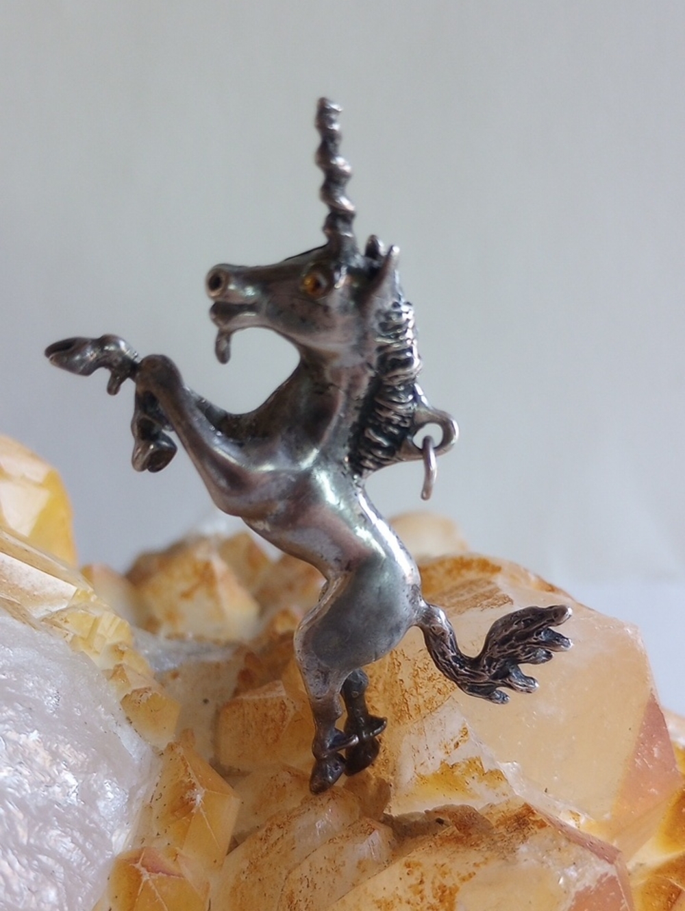 VINTAGE SOLID  SILVER UNICORN PENDANT 2" X !"